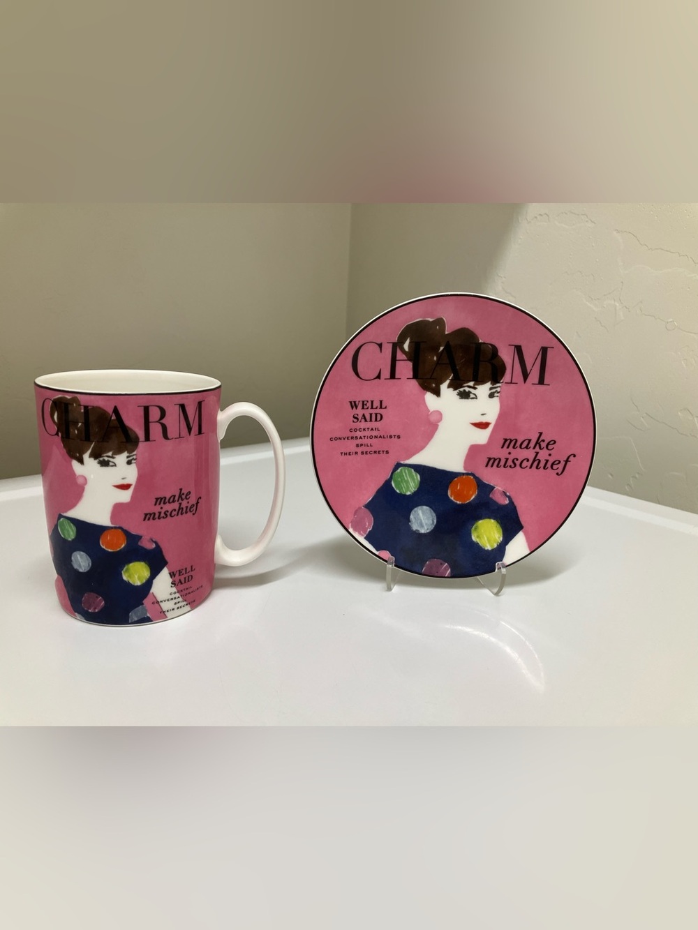 Kate Spade ♠️ Lenox Charm well said 🩷💚💙 coffee mug and plate